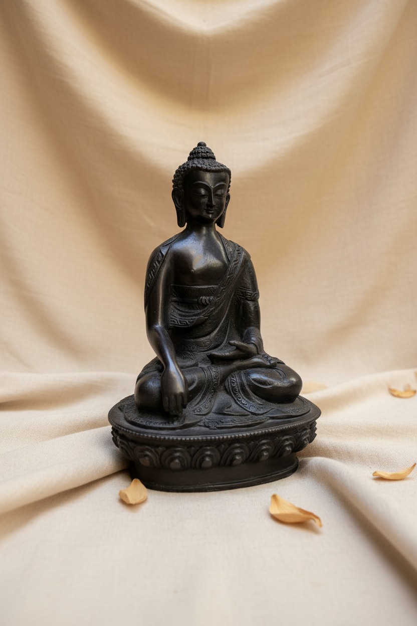 Shakyamuni Buddha statue seated in meditation with earth-touching mudra