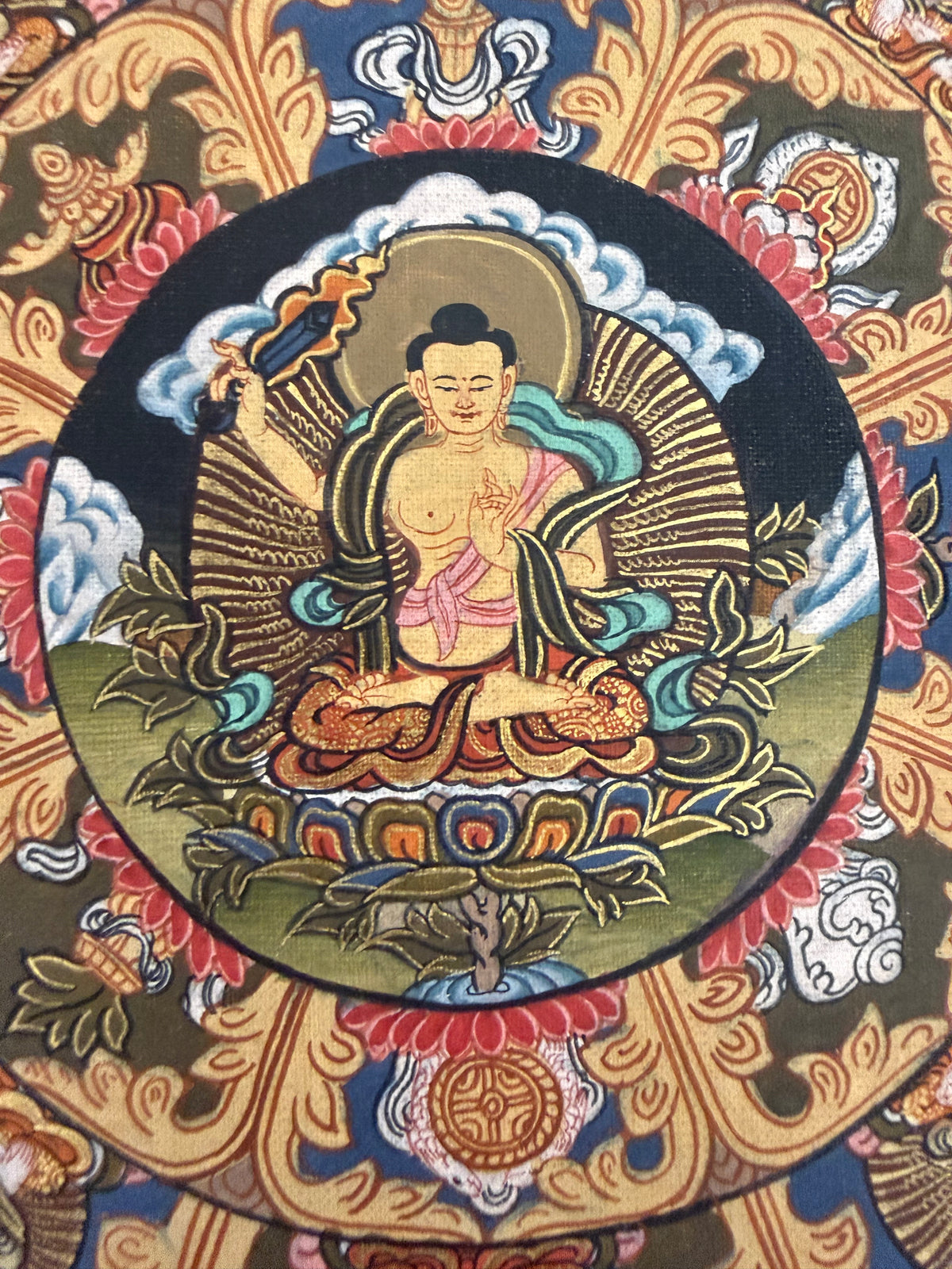 Unframed Buddha Mandala Thangka Painting | Five Dhyani Buddhas | 77 × 56 cm