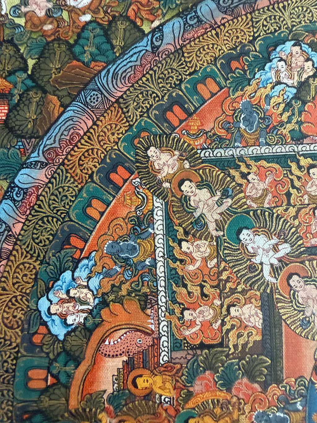 Unframed Thousand-Armed Chenrezig Mandala Thangka | Avalokiteshvara | 53 × 40 cm
