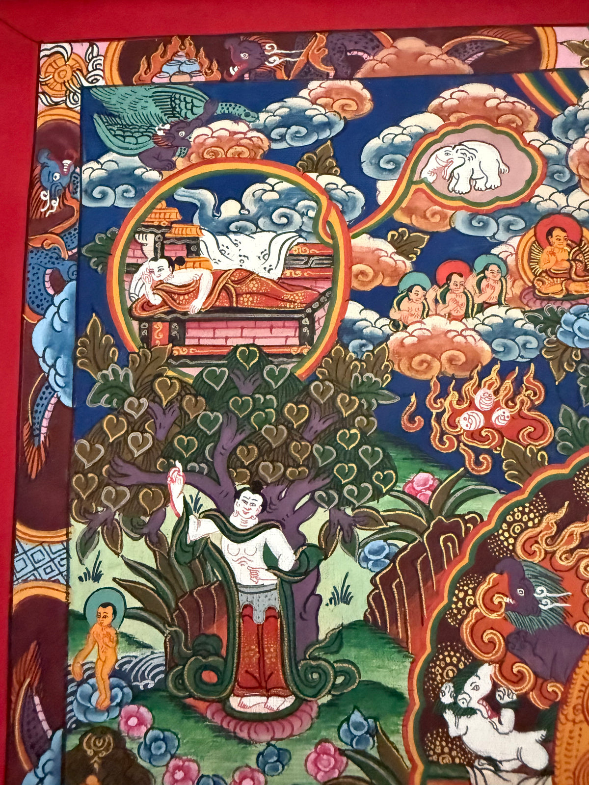 Unframed Life of the Buddha Thangka | Shakyamuni Biographical | 35 × 28 cm