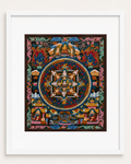 Unframed Tibetan Buddhist Mandala Thangka Painting with 24K Gold Accent | 9.5" x 8" | Himalayan Spiritual Art