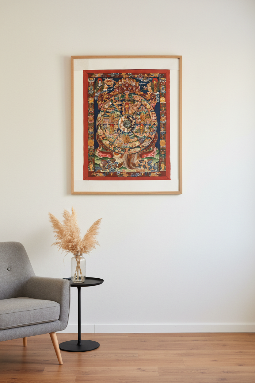 Bhavachakra Skull Crown Thangka Room Mockup
