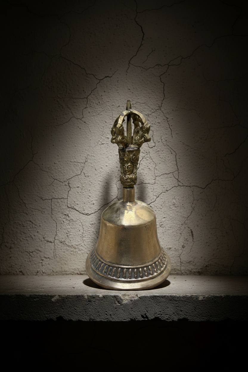6" Brass Tibetan Meditation Bell & Dorje Set | Drilbu Vajra Complete Ritual Pair | Prajnaparamita Handle | Personal Practice Bell | Buddhist Altar Nepal