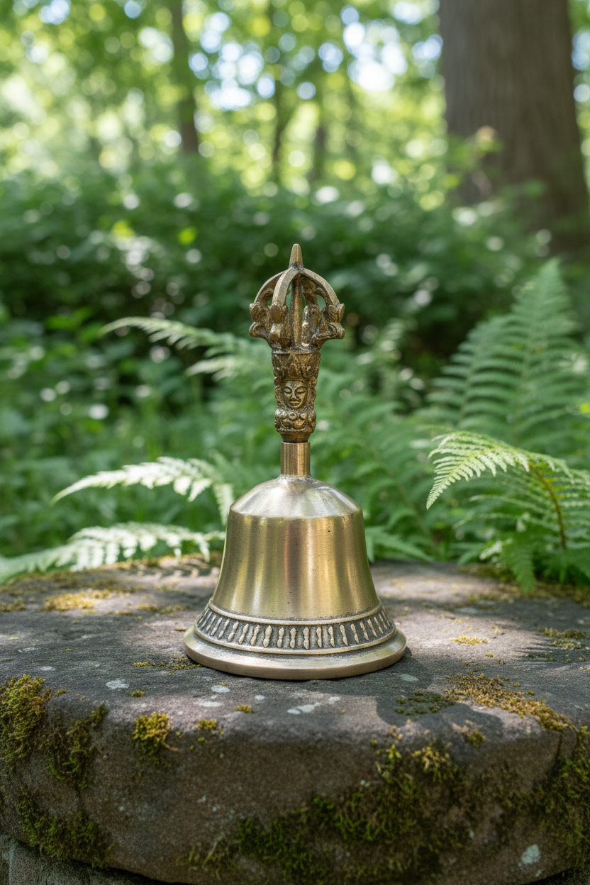 6" Brass Tibetan Meditation Bell & Dorje Set | Drilbu Vajra Complete Ritual Pair | Prajnaparamita Handle | Personal Practice Bell | Buddhist Altar Nepal