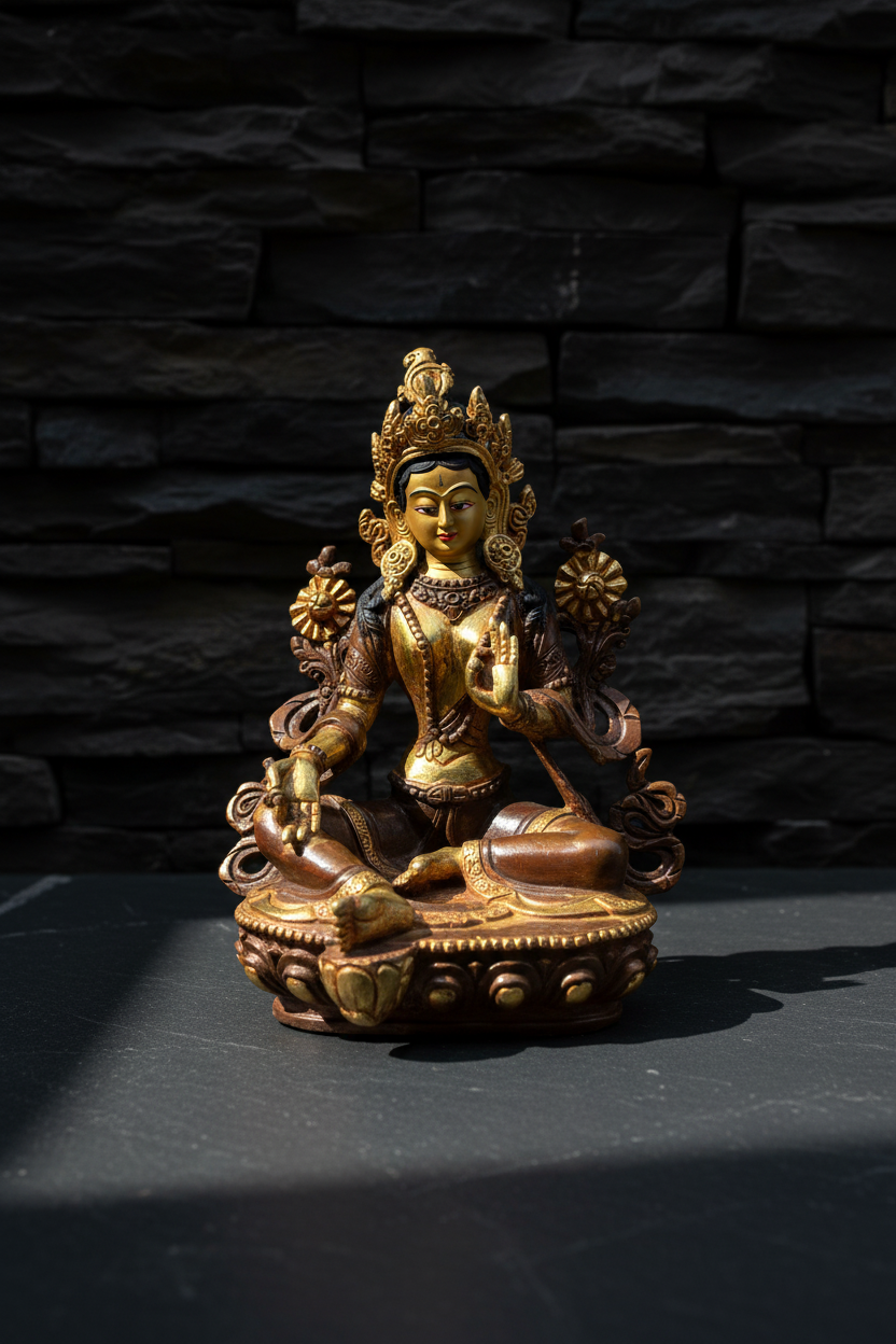 Green Tara – Dark Slate Background