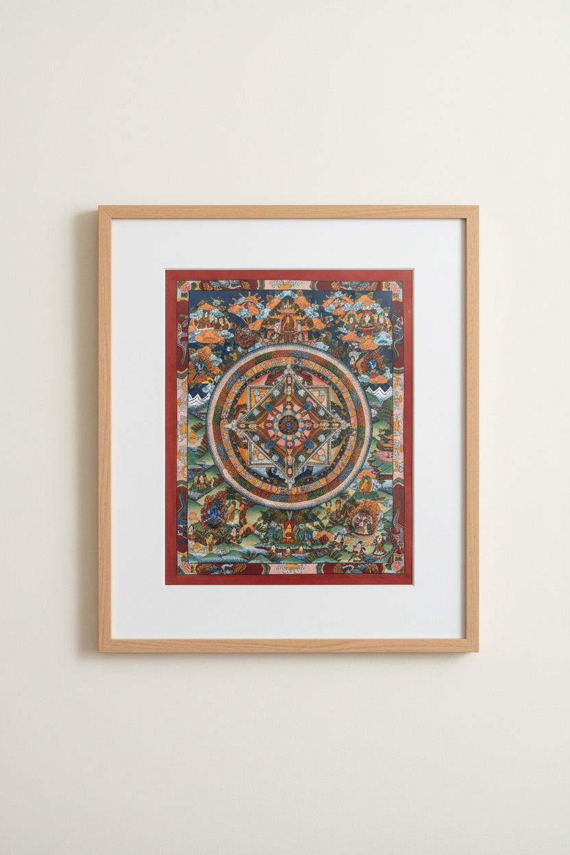 Kalachakra Mandala Thangka Close Framed Shot