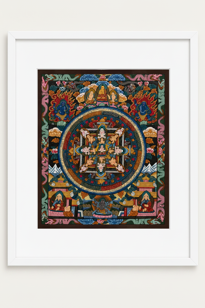 Mandala Thangka – White Frame Tighter Crop
